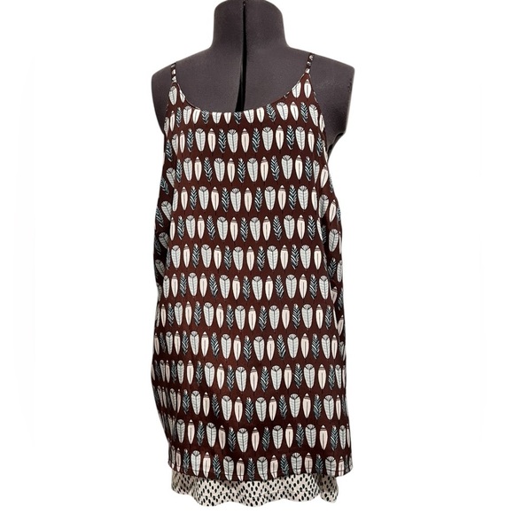 Porridge for Anthropologie Feather Print Layered Split Back Camisole Top Size M - Picture 10 of 14